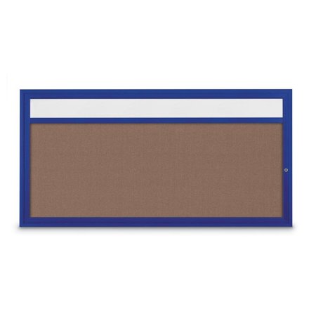 UNITED VISUAL PRODUCTS Slim Enclosed Corkboard, 36"x36", Black Alum Frame/Ultramarine UVEB3636-BLACK-ULTMAR